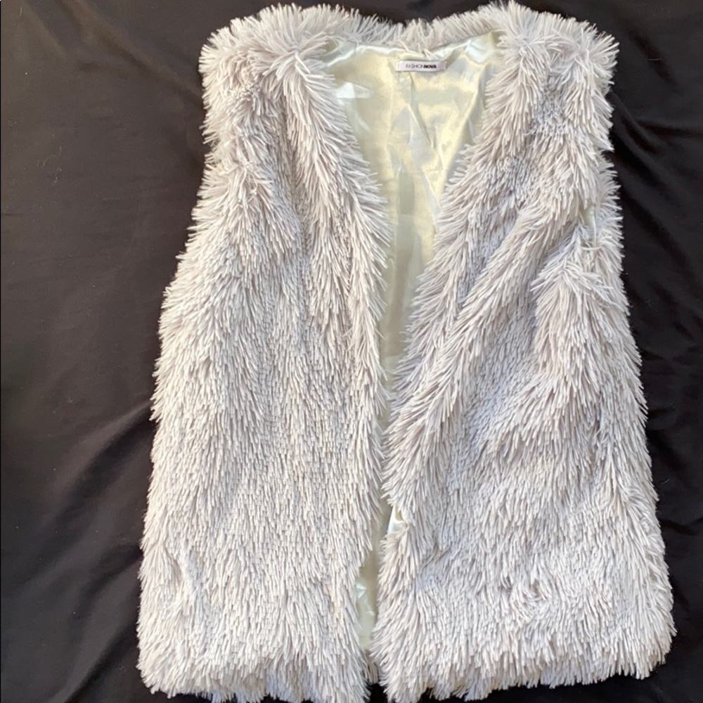 Fashion nova baby blueish gray faux fur vest
